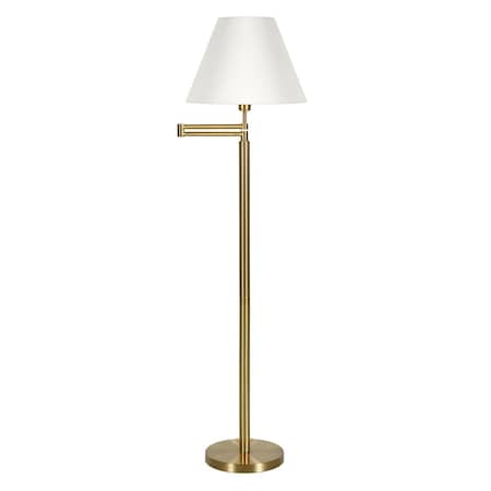 Hudson & Canal Henn &amp; Hart  Moby Swing Arm Brass Floor Lamp with Empire Shade FL0363